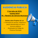 Câmara convida população para Audiência Pública Câmara convida população para Audiência Pública